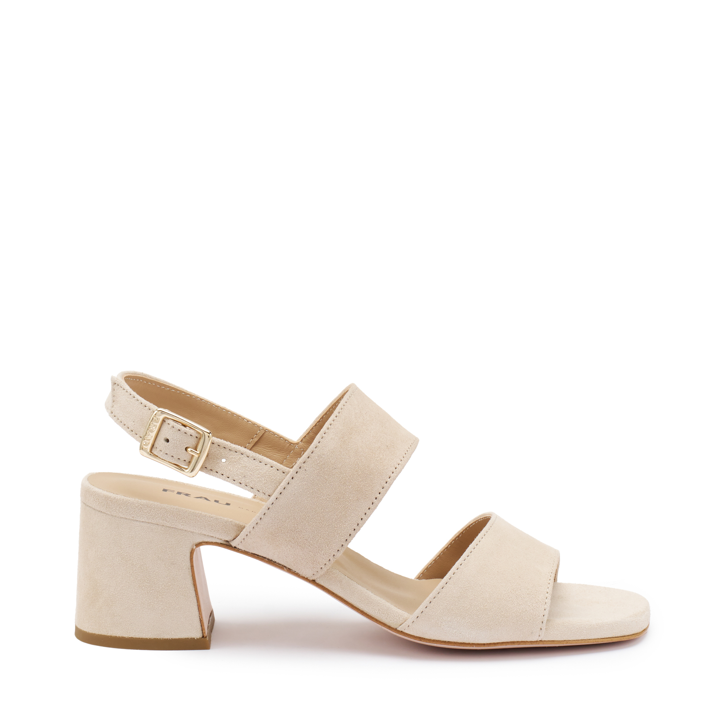 Sandalo Con Tacco In Pelle Scamosciata Col Beige Frau