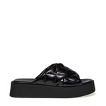 Sandalette mit überkreuztem Riemen aus Matelassé-Lackleder - Frau Shoes | Official Online Shop