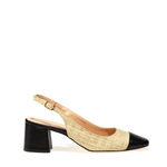 Slingback-Sandale aus Raffiabast und Leder - Frau Shoes | Official Online Shop