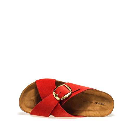 Suede crossover-strap sliders - Frau Shoes | Official Online Shop