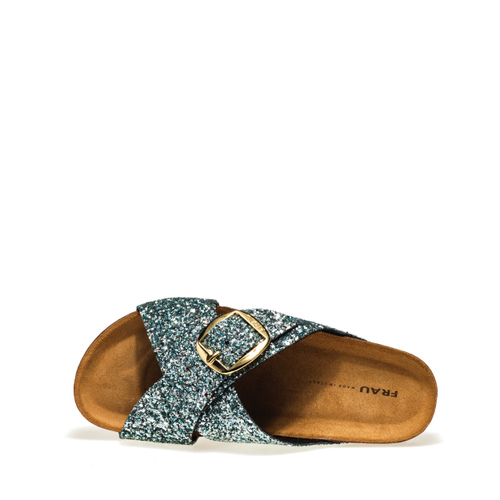 Glittery crossover-strap sliders - Frau Shoes | Official Online Shop
