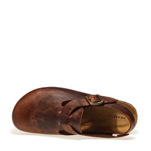 Leather mules with cork sole and fastening - Frau Shoes | Official Online Shop