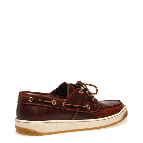 Leather boat shoes with two-tone sole - Frau Shoes | Official Online Shop