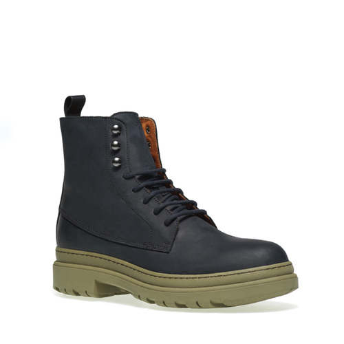 Vintage-effect nubuck combat boots with double sole - Frau Shoes | Official Online Shop