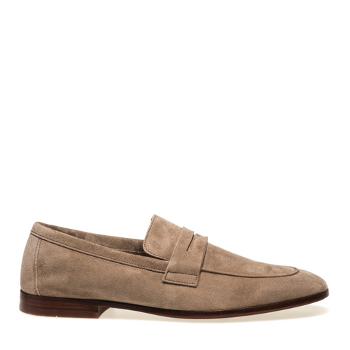 Elegant suede loafers with saddle detail - Frau Shoes | Official Online Shop