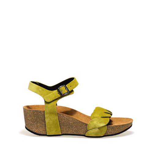 Sandale mit geflochtenem Riemen aus Veloursleder - Frau Shoes | Official Online Shop