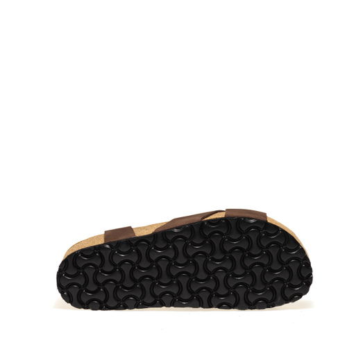 Plateau-Sandalette mit überkreuzten Riemen aus Nubukleder - Frau Shoes | Official Online Shop
