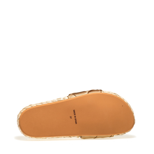 Satin sliders with raffia sole - Frau Shoes | Official Online Shop