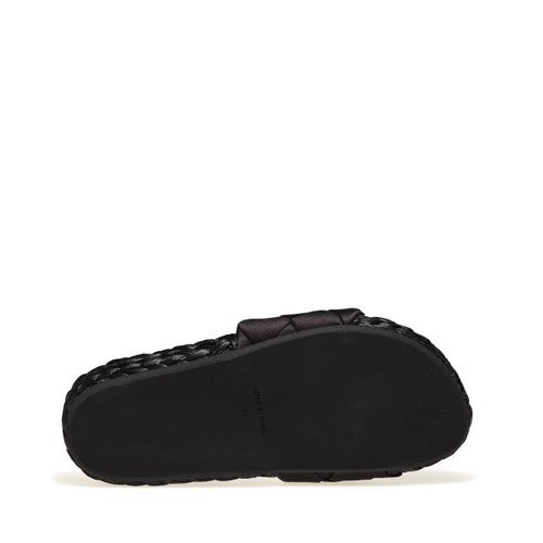 Satin sliders with raffia sole - Frau Shoes | Official Online Shop