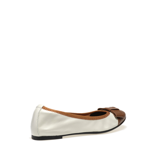 Two-tone leather ballet flats with bow - Frau Shoes | Official Online Shop