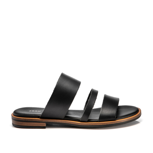 Triple-strap sliders in raw-cut leather - Frau Shoes | Official Online Shop