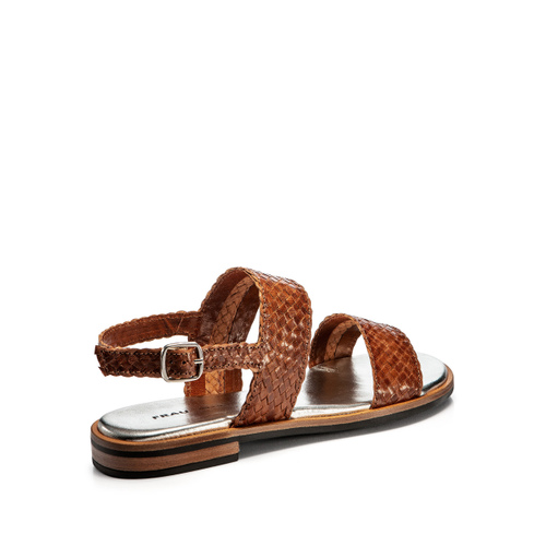 Sandale mit zwei Riemen aus geflochtenem Leder - Frau Shoes | Official Online Shop