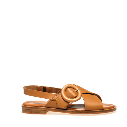 Leather crossover sandals with buckle - Frau Shoes | Official Online Shop