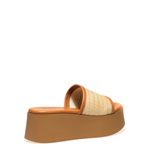 Sandalette mit Riemen aus Raffiabast mit Keilabsatz - Frau Shoes | Official Online Shop