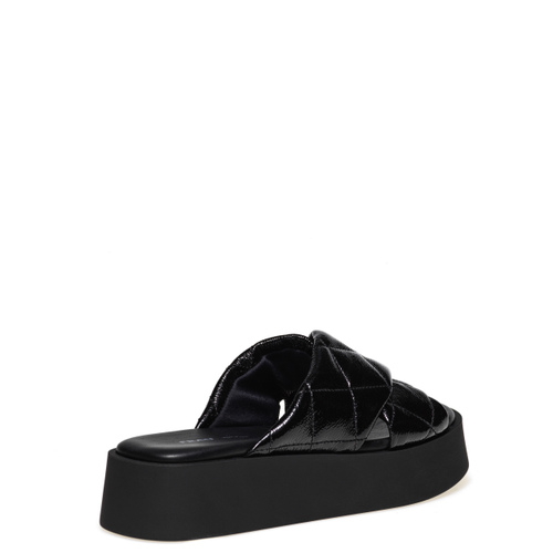 Quilted patent leather crossover-strap sliders - Frau Shoes | Official Online Shop