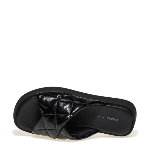 Quilted patent leather crossover-strap sliders - Frau Shoes | Official Online Shop