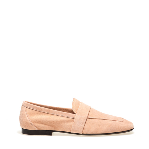 Mokassin aus Veloursleder mit quadratischer Zehenkappe - Frau Shoes | Official Online Shop