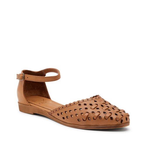 Perforated leather ballet flats with strap - Frau Shoes | Official Online Shop