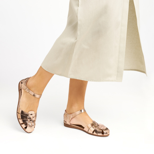 Römer-Sandale aus laminiertem Leder - Frau Shoes | Official Online Shop