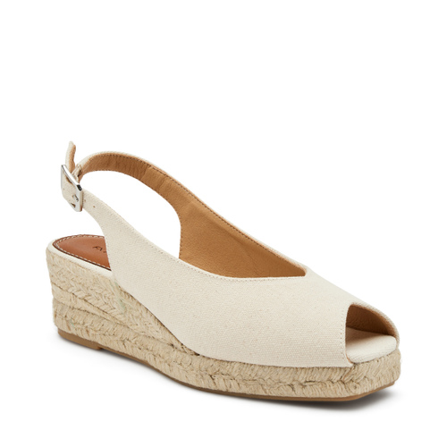 Open-toe canvas slingbacks with rope wedge - Frau Shoes | Official Online Shop