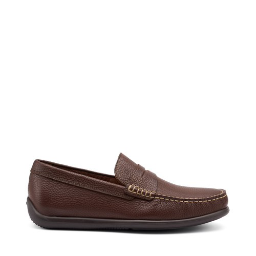 Mokassin mit Querriemen aus gewalktem Leder - Frau Shoes | Official Online Shop