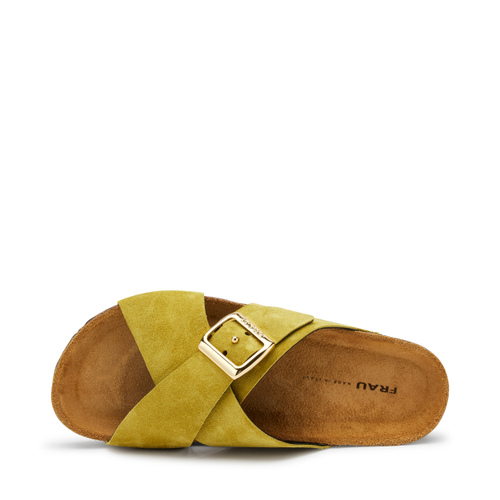 Suede crossover-strap sliders - Frau Shoes | Official Online Shop