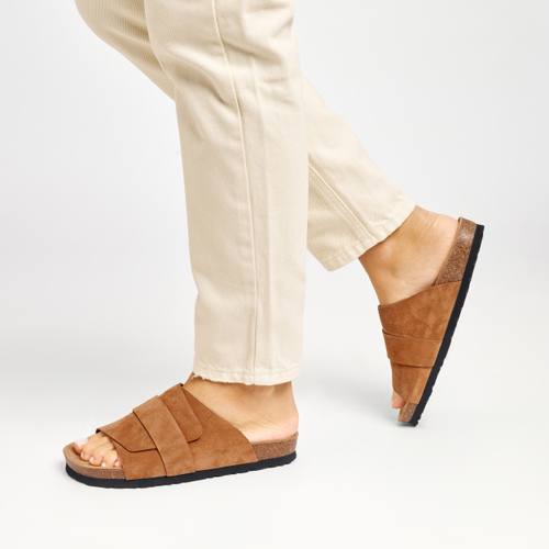 Pantolette mit breitem Riemen aus Veloursleder - Frau Shoes | Official Online Shop