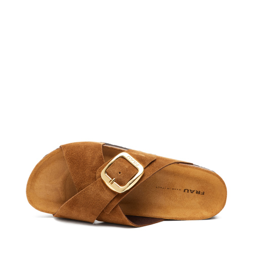 Suede crossover-strap sliders - Frau Shoes | Official Online Shop