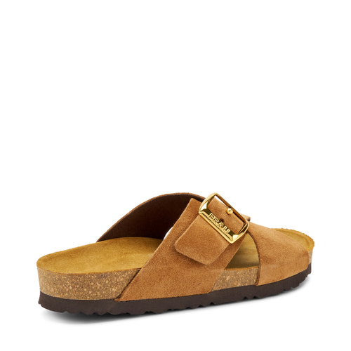 Pantolette mit überkreuztem Riemen aus Veloursleder - Frau Shoes | Official Online Shop