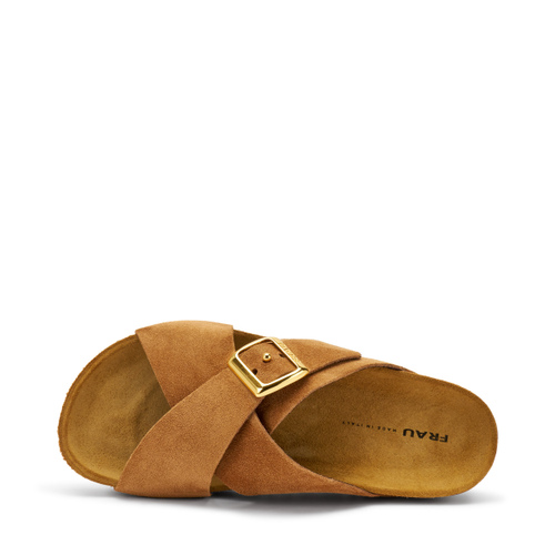 Pantolette mit überkreuztem Riemen aus Veloursleder - Frau Shoes | Official Online Shop