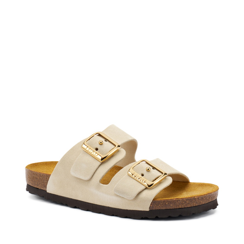 Pantolette mit doppeltem Riemen aus Veloursleder - Frau Shoes | Official Online Shop