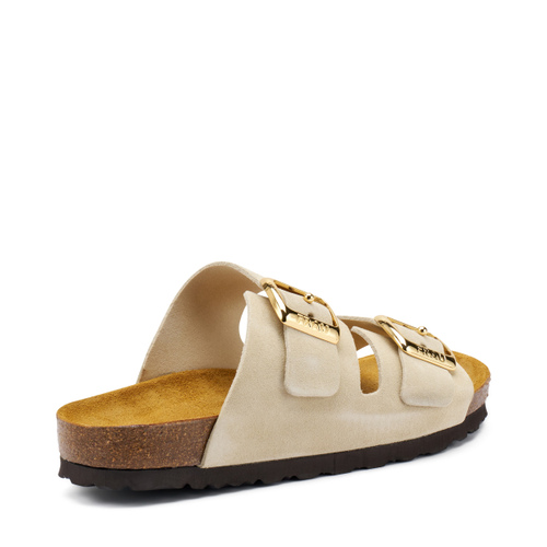 Pantolette mit doppeltem Riemen aus Veloursleder - Frau Shoes | Official Online Shop
