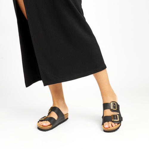 Pantolette mit doppeltem Riemen aus Leder - Frau Shoes | Official Online Shop