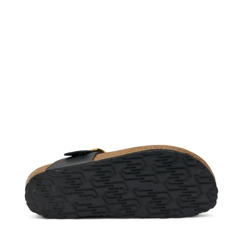 Zehensteg-Pantolette aus Leder mit Schnalle - Frau Shoes | Official Online Shop