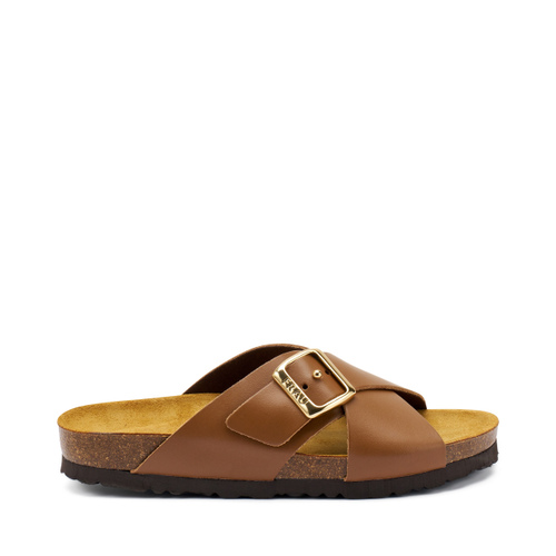 Pantolette mit überkreuztem Riemen aus Leder - Frau Shoes | Official Online Shop