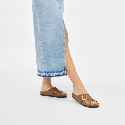 Pantolette mit überkreuztem Riemen aus Leder - Frau Shoes | Official Online Shop