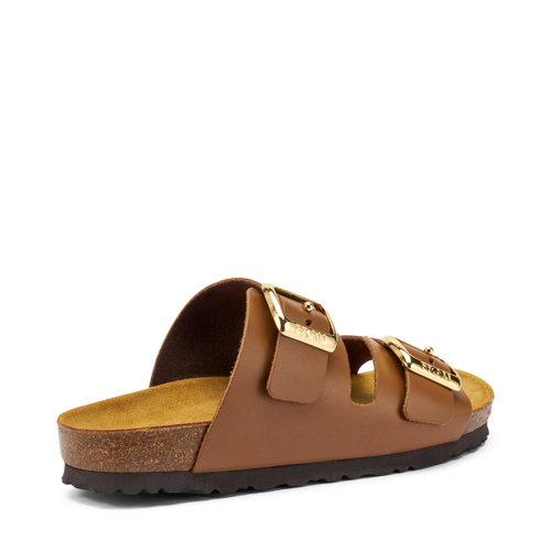 Pantolette mit doppeltem Riemen aus Leder - Frau Shoes | Official Online Shop