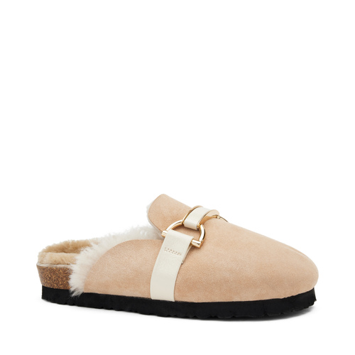 Sheepskin mules with clasp detail - Frau Shoes | Official Online Shop