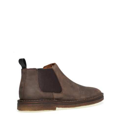 Distressed-effect nubuck Chelsea boots with crepe sole - Frau Shoes | Official Online Shop