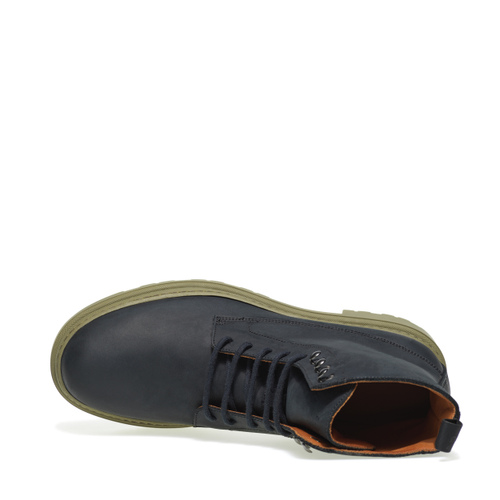 Vintage-effect nubuck combat boots with double sole - Frau Shoes | Official Online Shop