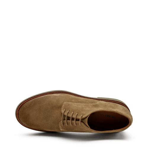 Schnürschuh aus Veloursleder mit Sohle in Kontrastfarbe - Frau Shoes | Official Online Shop