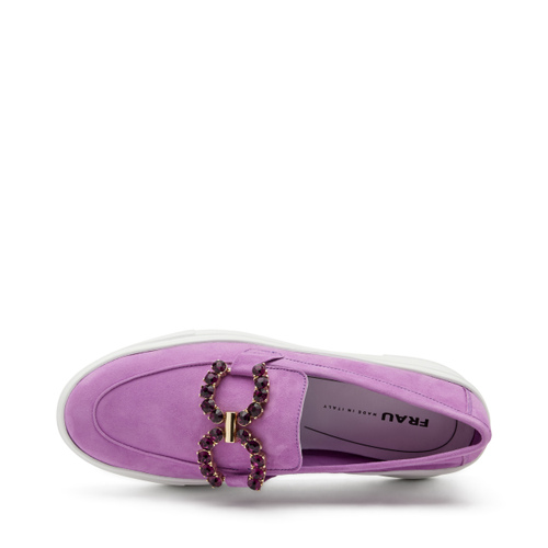 Suede slip-ons with bejewelled clasp detail - Frau Shoes | Official Online Shop