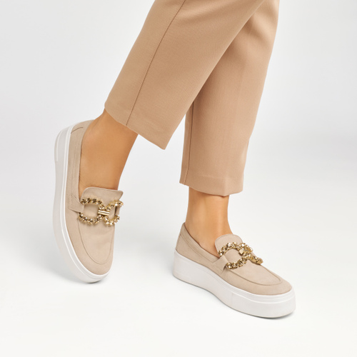Slip-on in pelle scamosciata con morsetto gioiello - Frau Shoes | Official Online Shop