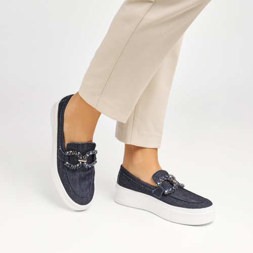 Slip-on in denim con morsetto gioiello - Frau Shoes | Official Online Shop