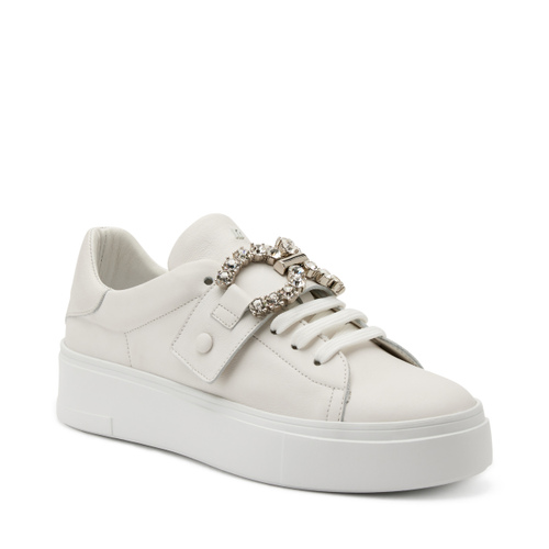Leather sneakers with bejewelled accessory - Frau Shoes | Official Online Shop