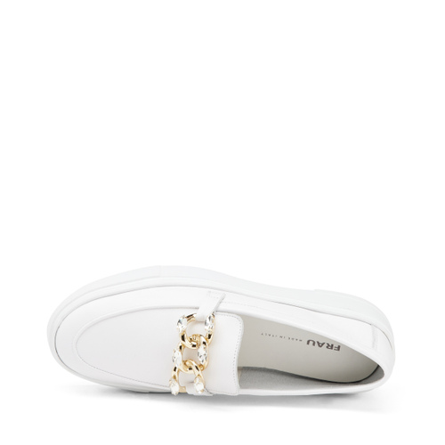 Leather slip-ons with bejewelled accessory - Frau Shoes | Official Online Shop