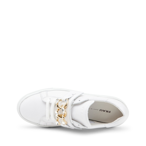 Casual leather sneakers with bejewelled accessory - Frau Shoes | Official Online Shop