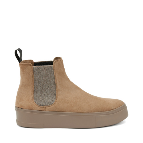 Casual suede Chelsea boots with elasticated wool bands - Frau Shoes | Official Online Shop
