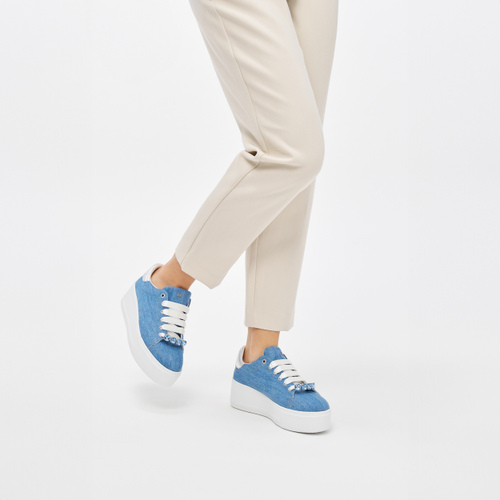 Plateau-Sneaker aus Denim - Frau Shoes | Official Online Shop