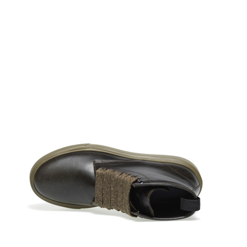 Leather combat boots wool-effect laces - Frau Shoes | Official Online Shop